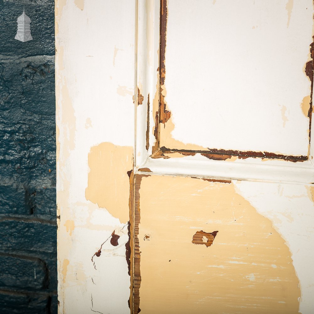 Moulded 4-Panel Door, Reclaimed, Distressed White Paint