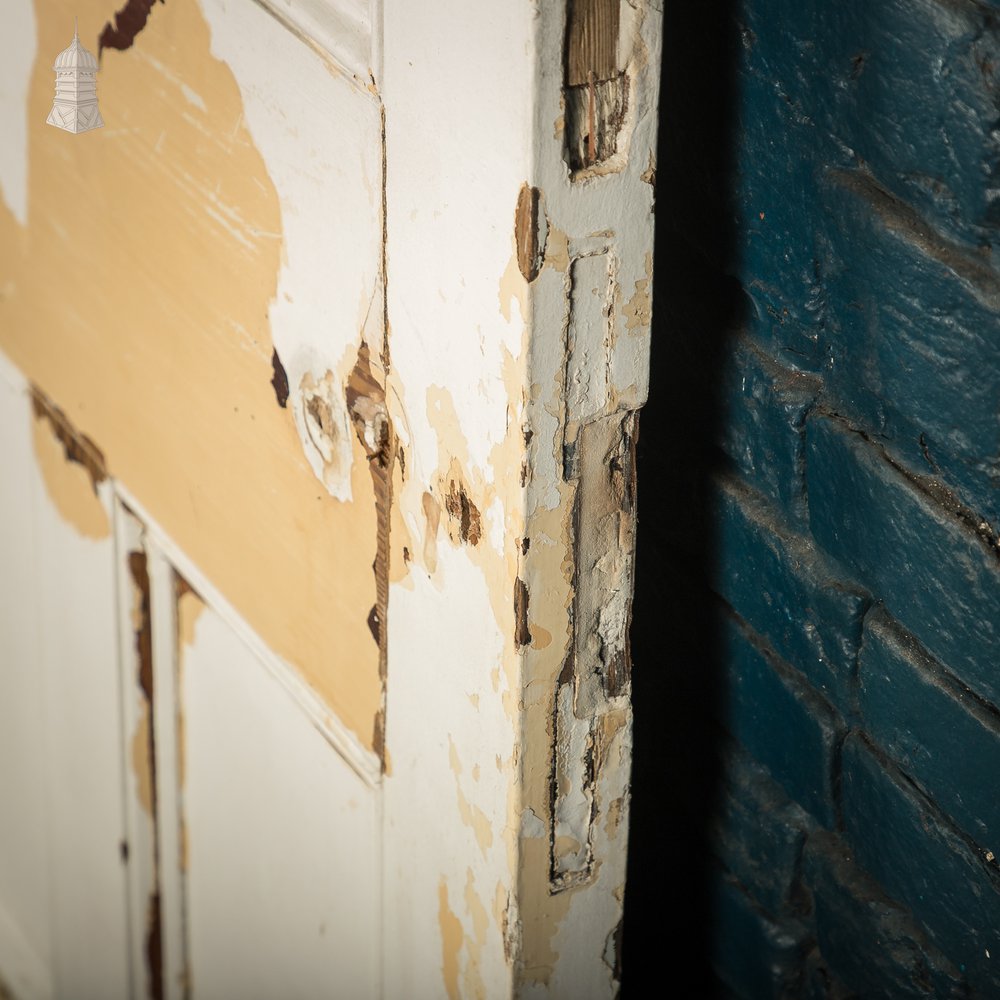 Moulded 4-Panel Door, Reclaimed, Distressed White Paint