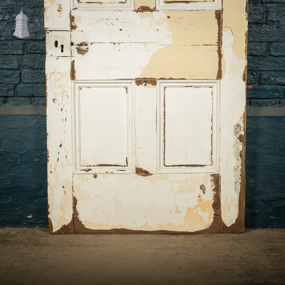Moulded 4-Panel Door, Reclaimed, Distressed White Paint
