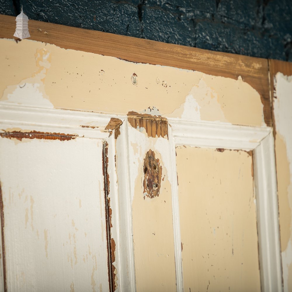 Moulded 4-Panel Door, Reclaimed, Distressed White Paint