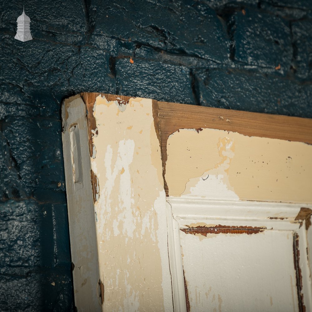 Moulded 4-Panel Door, Reclaimed, Distressed White Paint