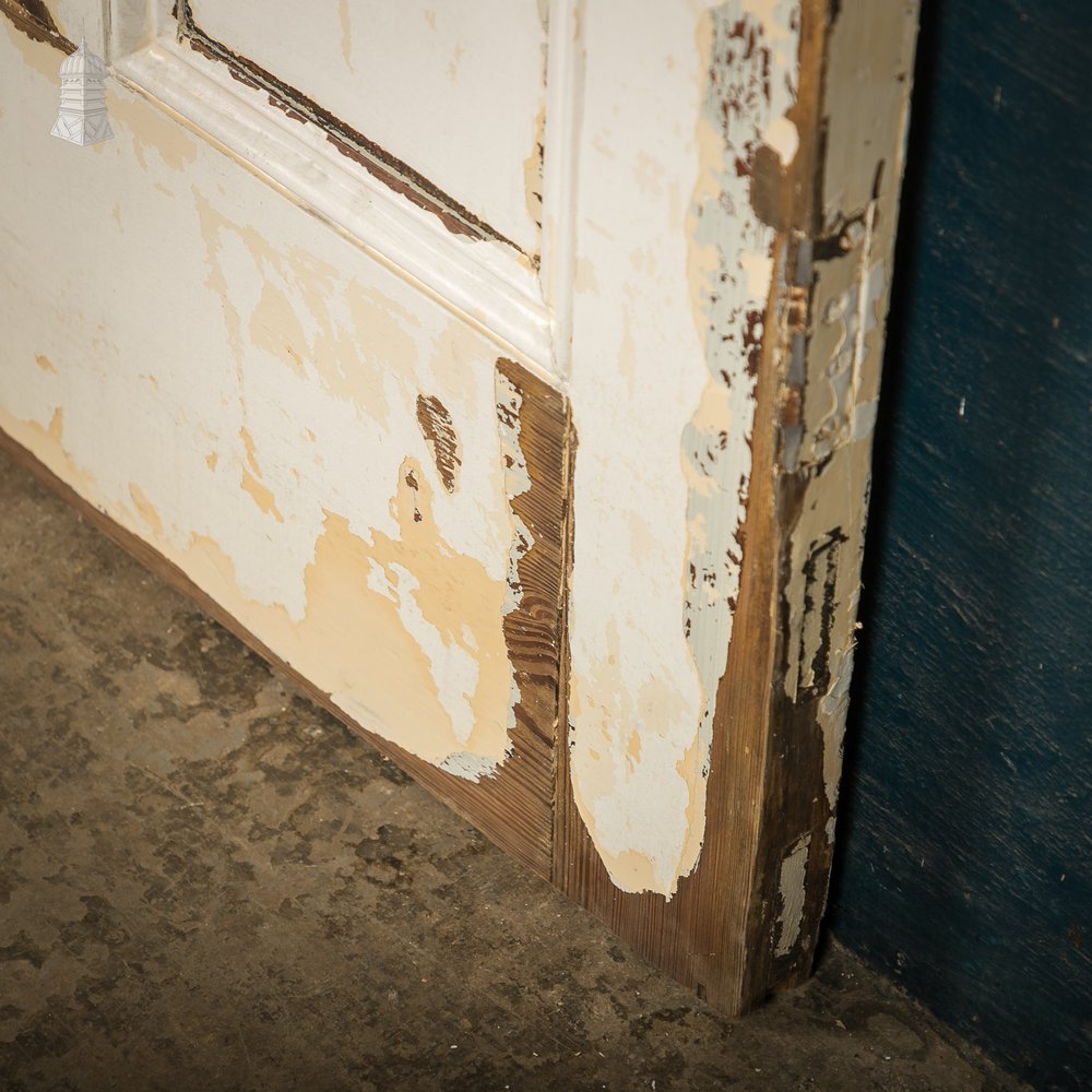 Moulded 4-Panel Door, Reclaimed, Distressed White Paint