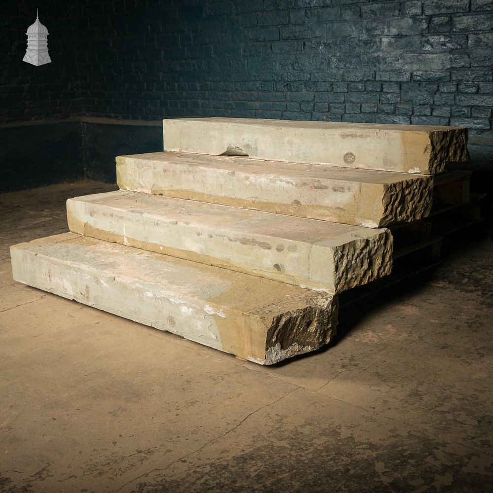 Staircase Treads, Soild York Stone, 4-Step Flight,