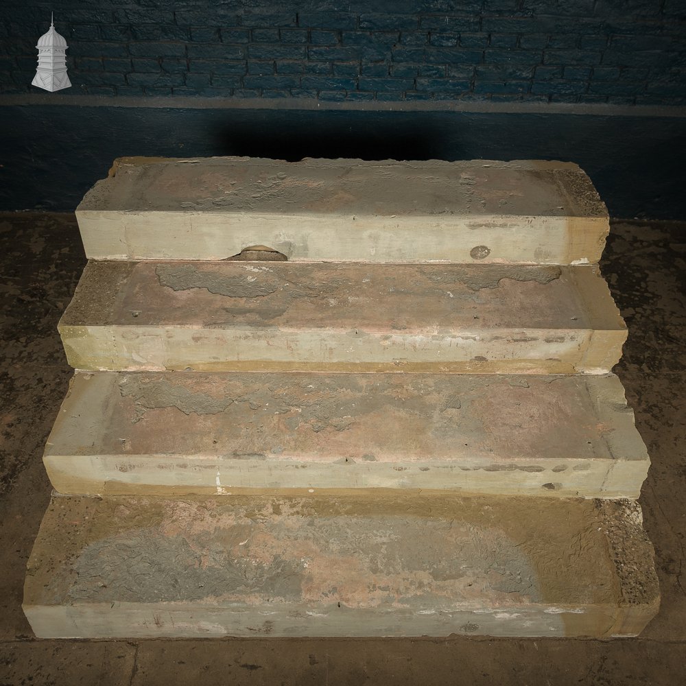 Staircase Treads, Soild York Stone, 4-Step Flight,