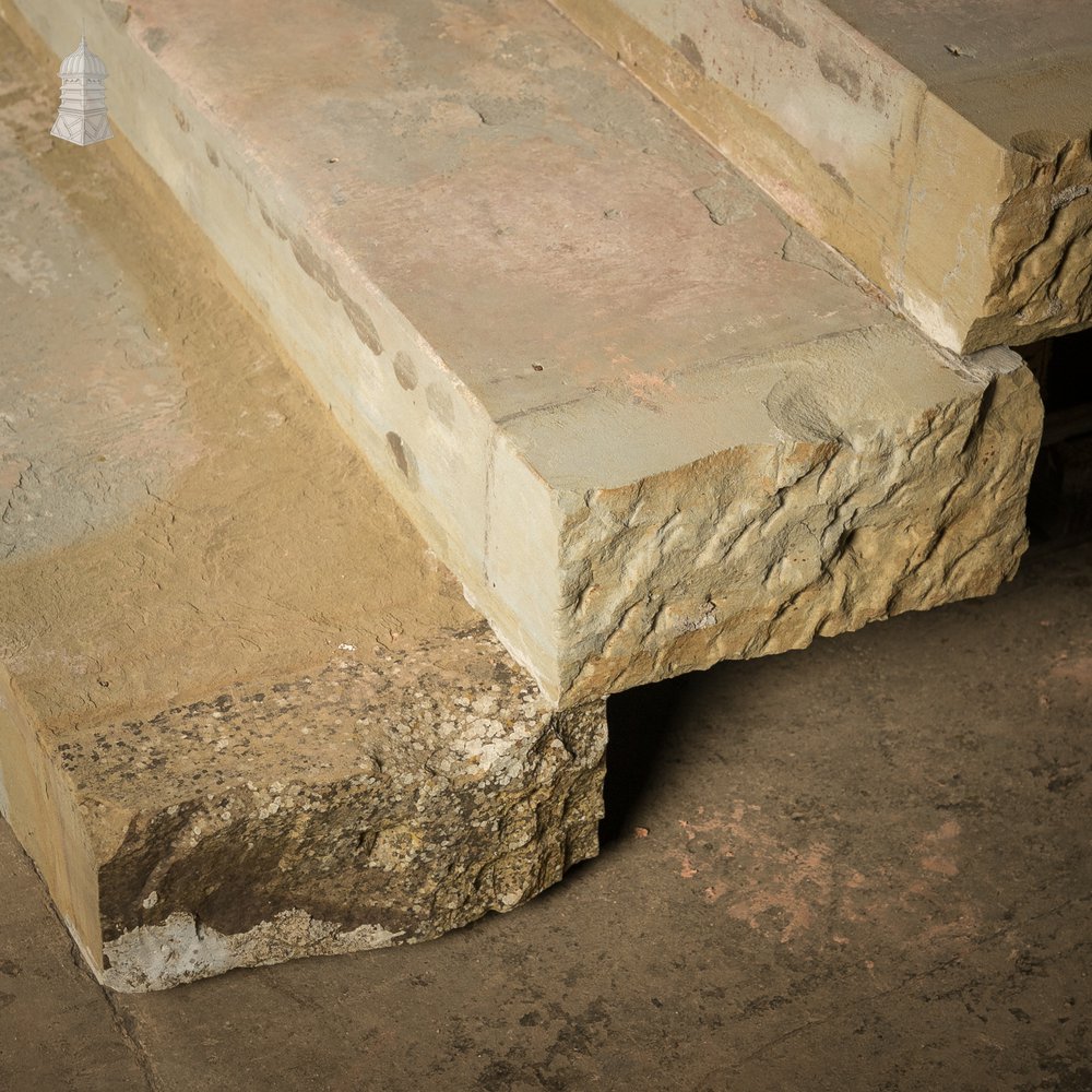 Staircase Treads, Soild York Stone, 4-Step Flight,