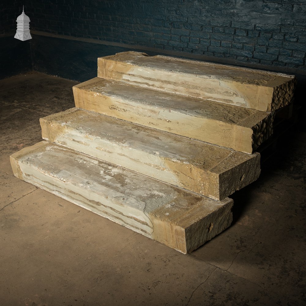 Staircase Treads, Soild York Stone, 4-Step Flight,
