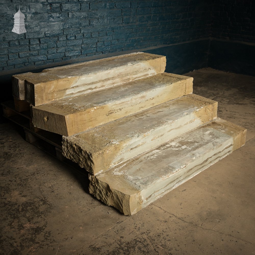 Staircase Treads, Soild York Stone, 4-Step Flight,