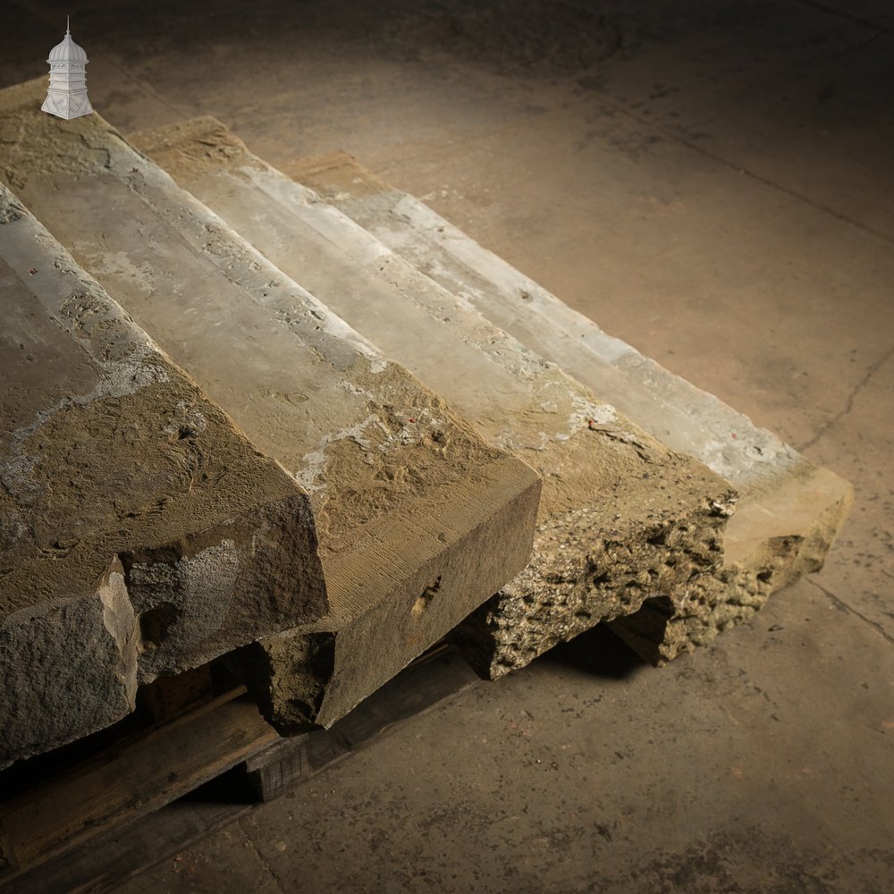 Staircase Treads, Soild York Stone, 4-Step Flight,