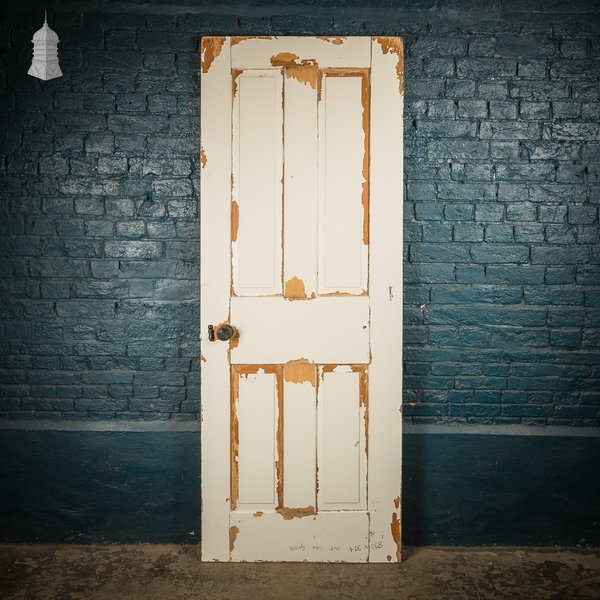 4 Panel Door, Beehive Handle, Distressed White Paint