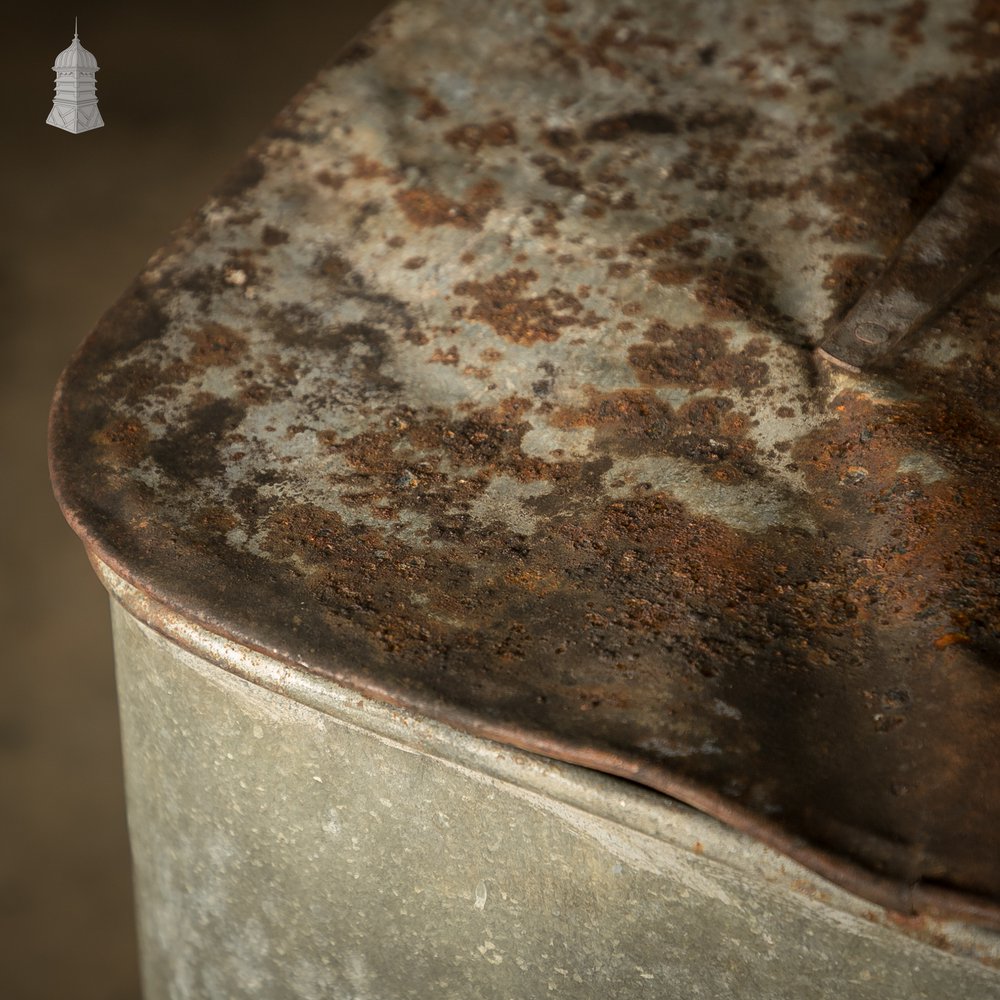 Storage Bin with a Hinged Lid, Galvanized