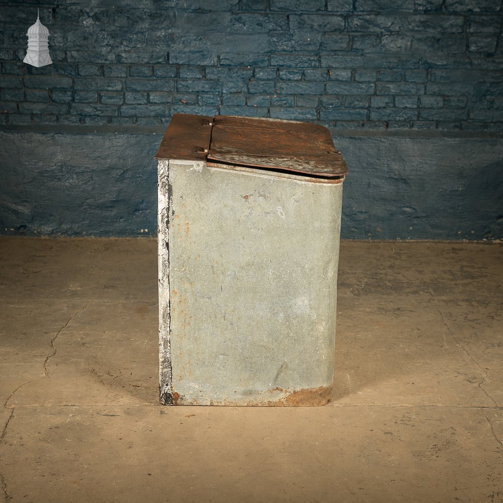 Storage Bin with a Hinged Lid, Galvanized