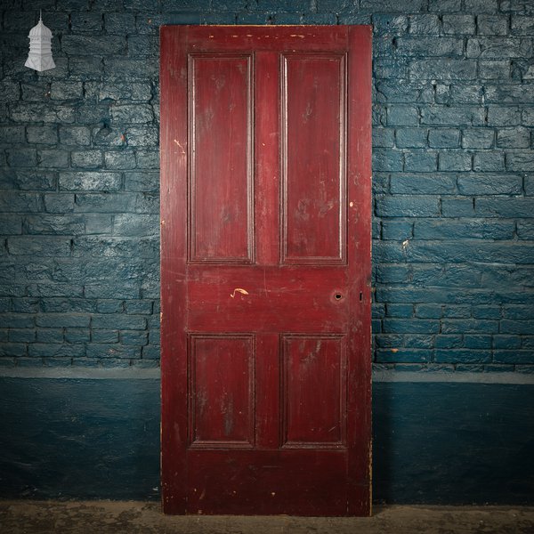 Moulded 4-Panel Door, Red Painted Finish