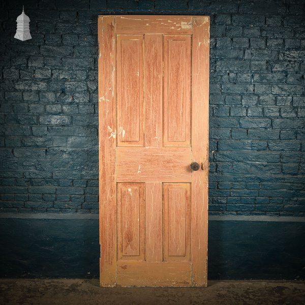 Moulded 4-Panel Door – Faux Wood Grain & Distressed White Finish, Honey Pot Handles