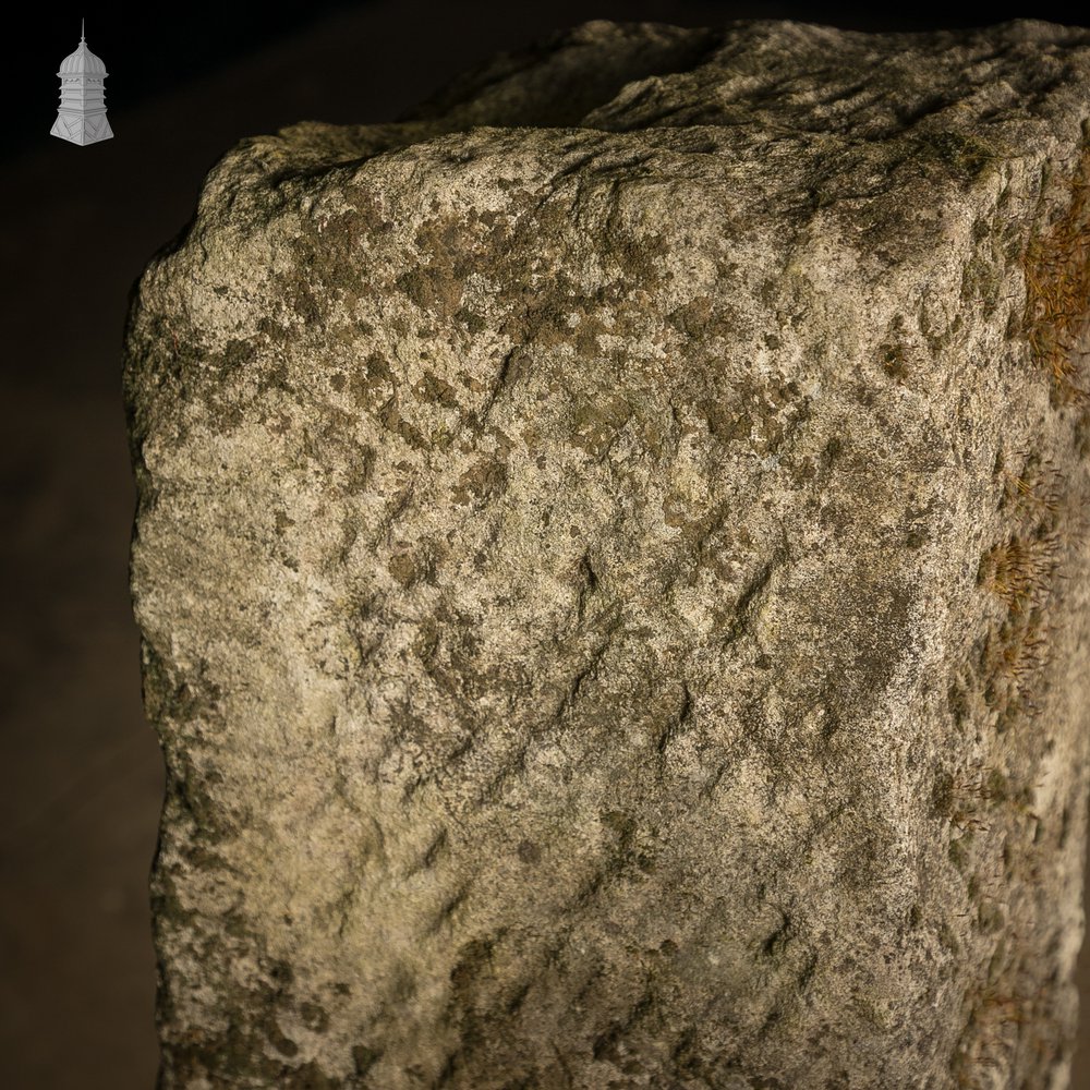 Reclaimed Hand-Carved Stone Block with Weathered Finish