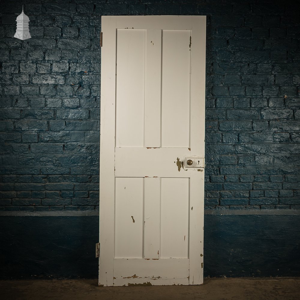 4 Panel Door, Reclaimed, White Painted Finish