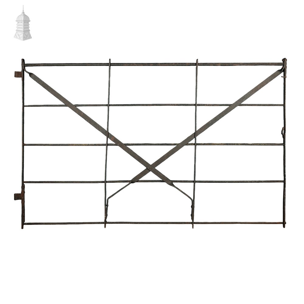Antique Wrought Iron Estate Gate with Cross Bracing, Reclaimed Garden Gate