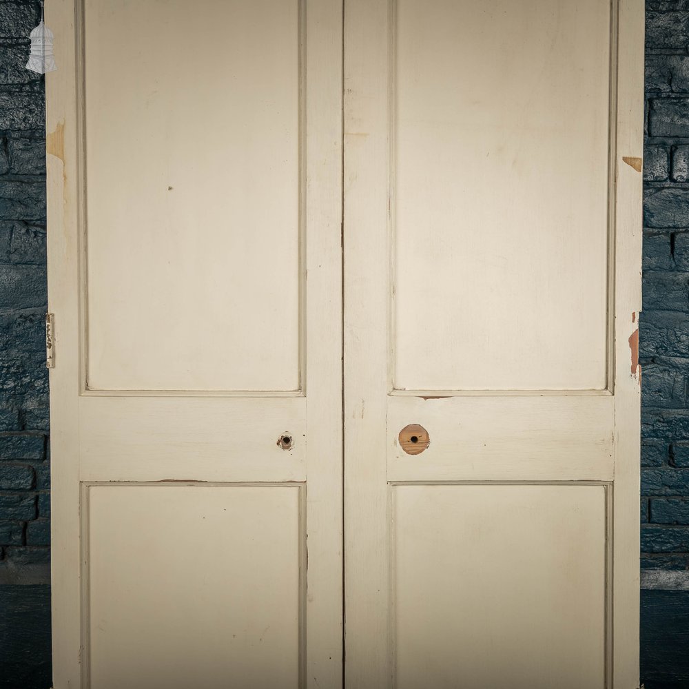Victorian Cupboard Doors, Pair of Painted Pine 2 Panel Doors