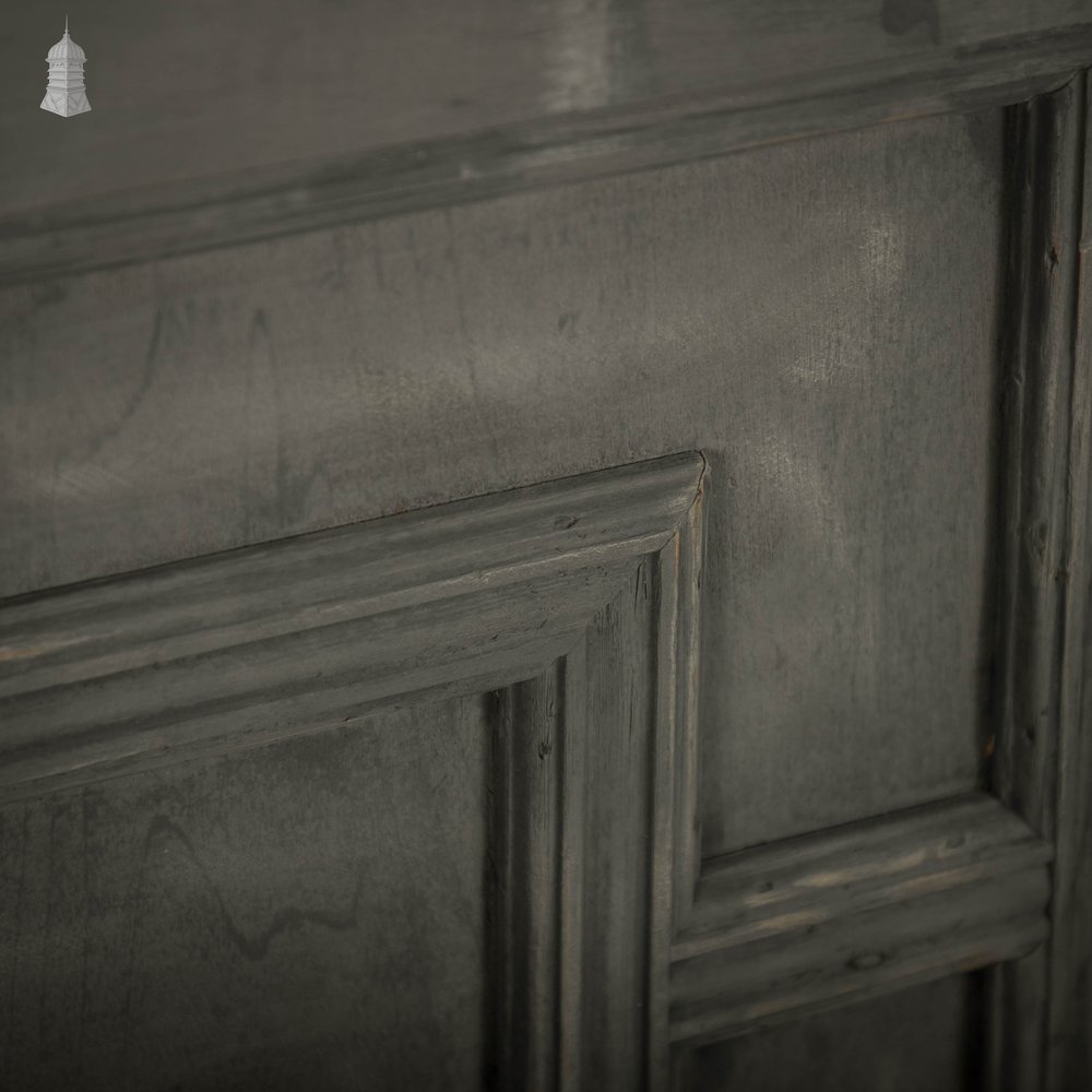Pine Door With Window, Victorian With Moldings and Grey Painted Finish