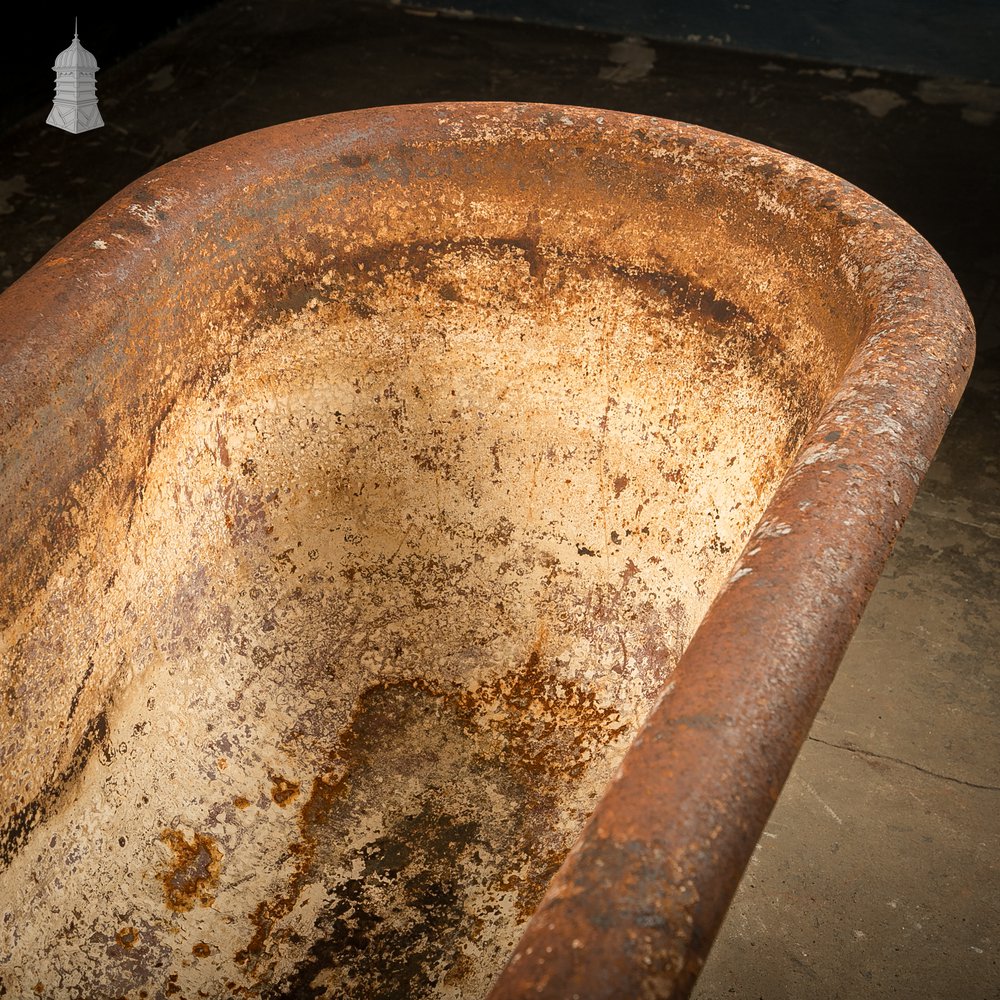 Roll Top Bath, Distressed Cast Iron with Original Taps