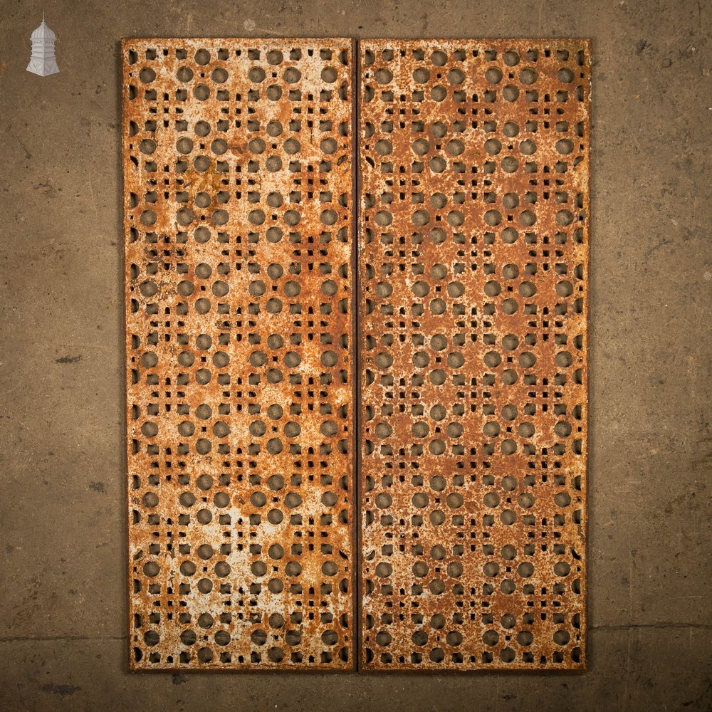 Cast Iron Grates, White Painted Geometric Design