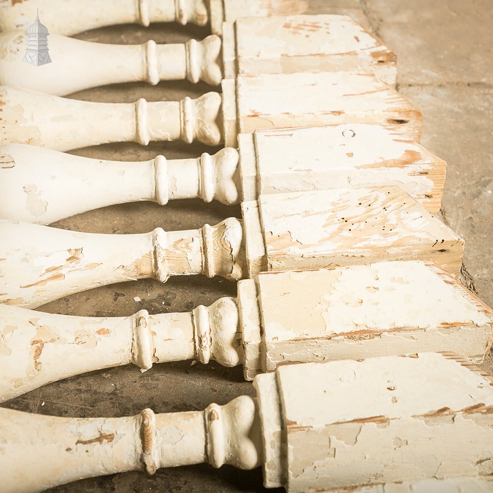 Turned Staircase Spindles, Batch of 69, Distressed White Finish