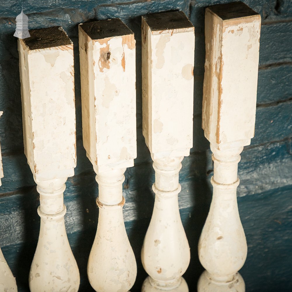 Turned Staircase Spindles, Batch of 69, Distressed White Finish