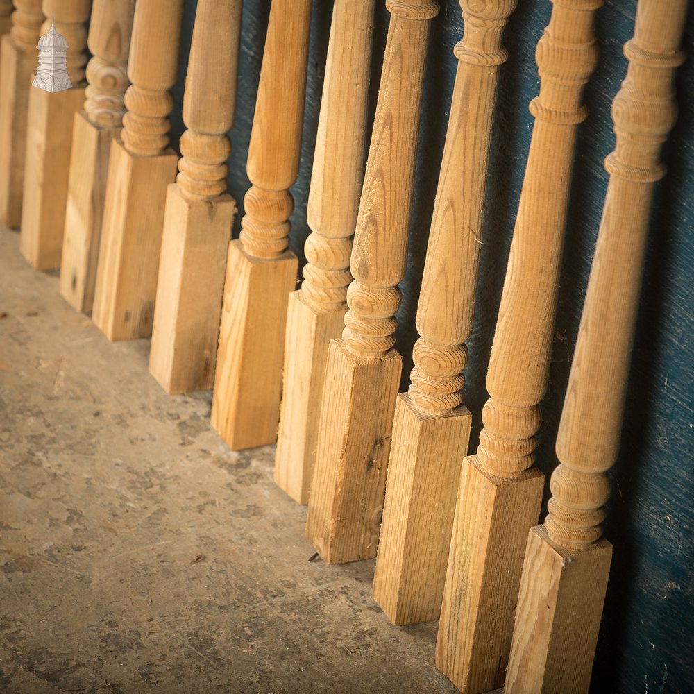 Turned Pine Balusters, Set of 14 Reclaimed