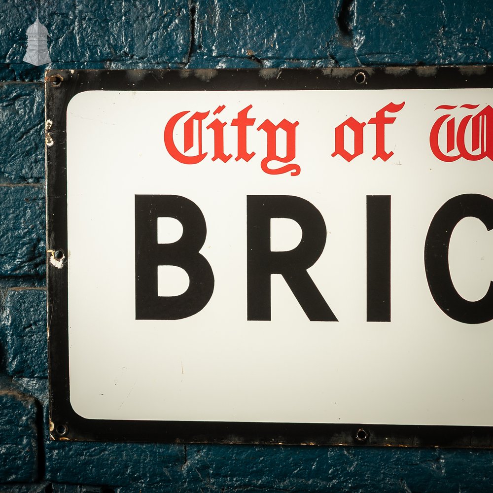 Original City of Westminster BRICK ST. Enamel Street Sign, Reclaimed London Street Name Plate