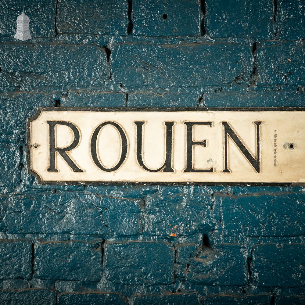 ROUEN ROAD Street Sign, Reclaimed Norwich City Street Name Plate