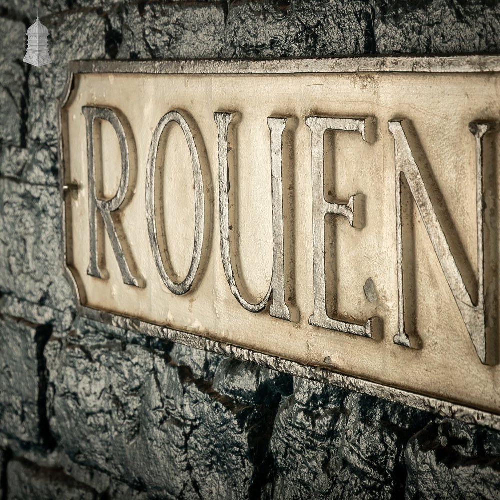ROUEN ROAD Street Sign, Reclaimed Norwich City Street Name Plate