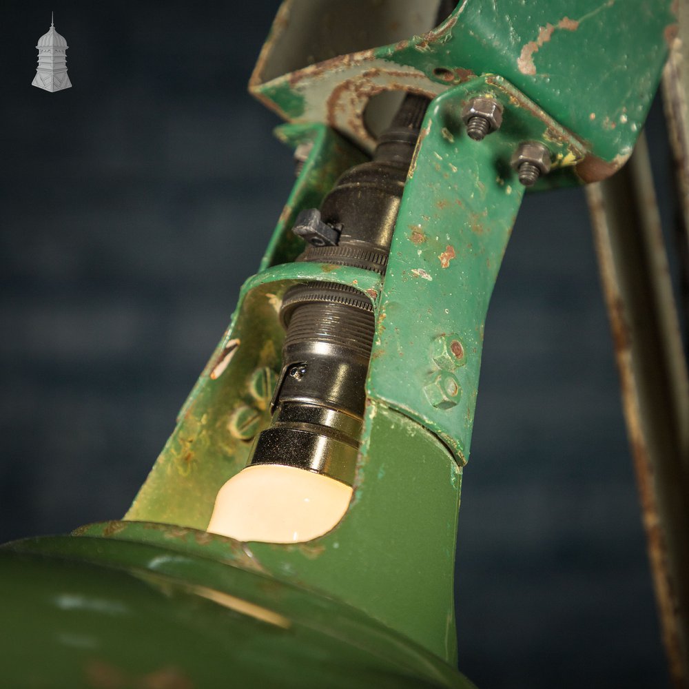 Green Machinist Lamp – Rewired & Repurposed with Custom Base