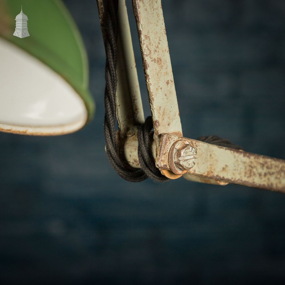 Green Machinist Lamp – Rewired & Repurposed with Custom Base