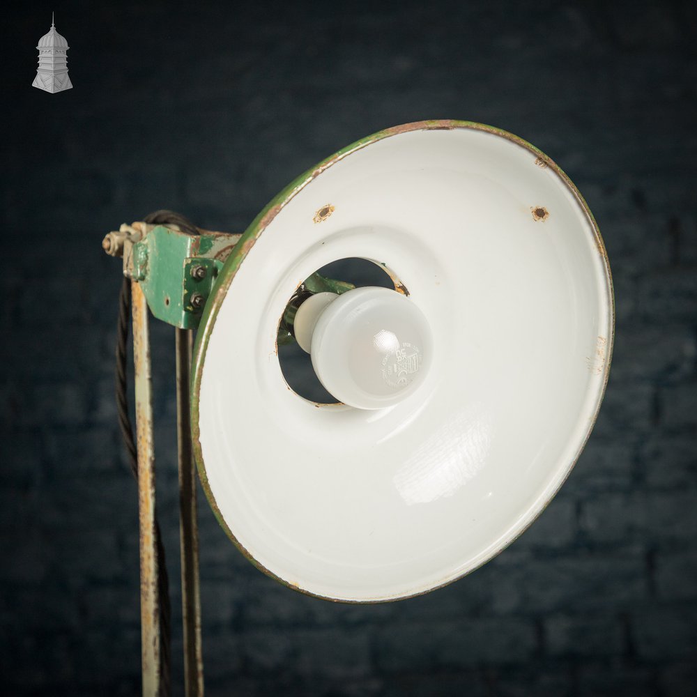Green Machinist Lamp – Rewired & Repurposed with Custom Base