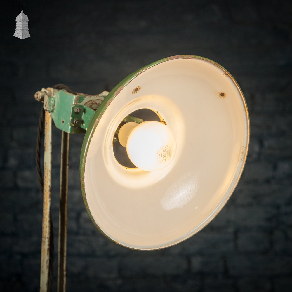 Green Machinist Lamp – Rewired & Repurposed with Custom Base