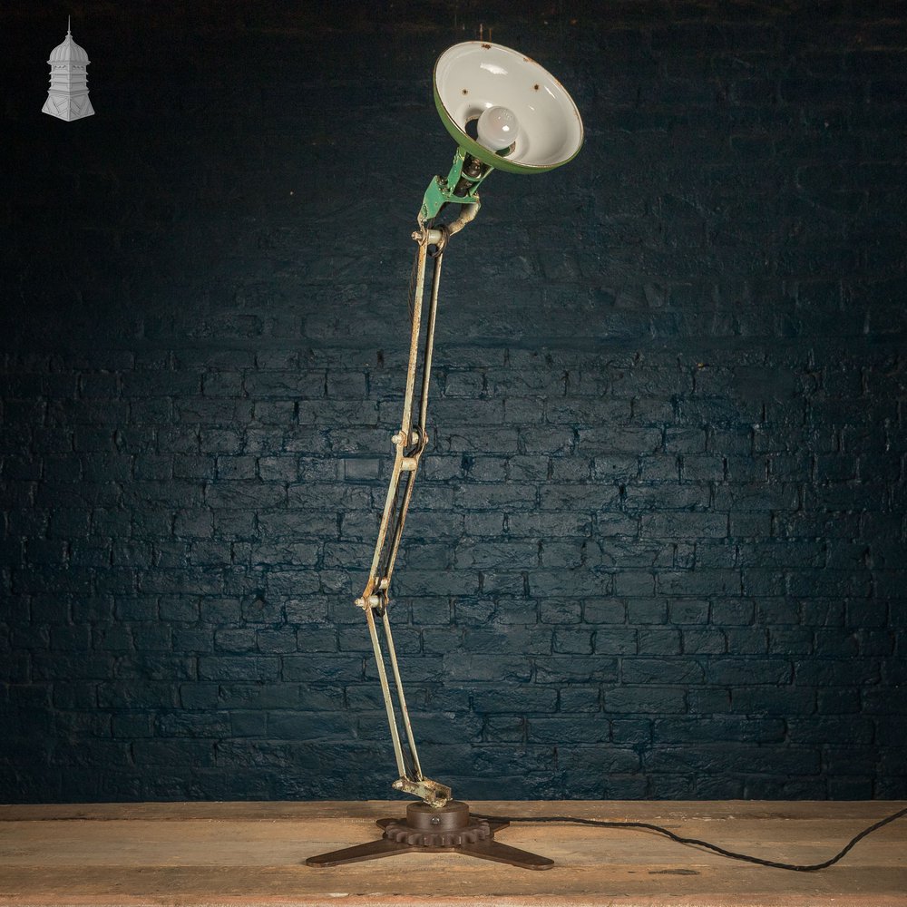 Green Machinist Lamp – Rewired & Repurposed with Custom Base