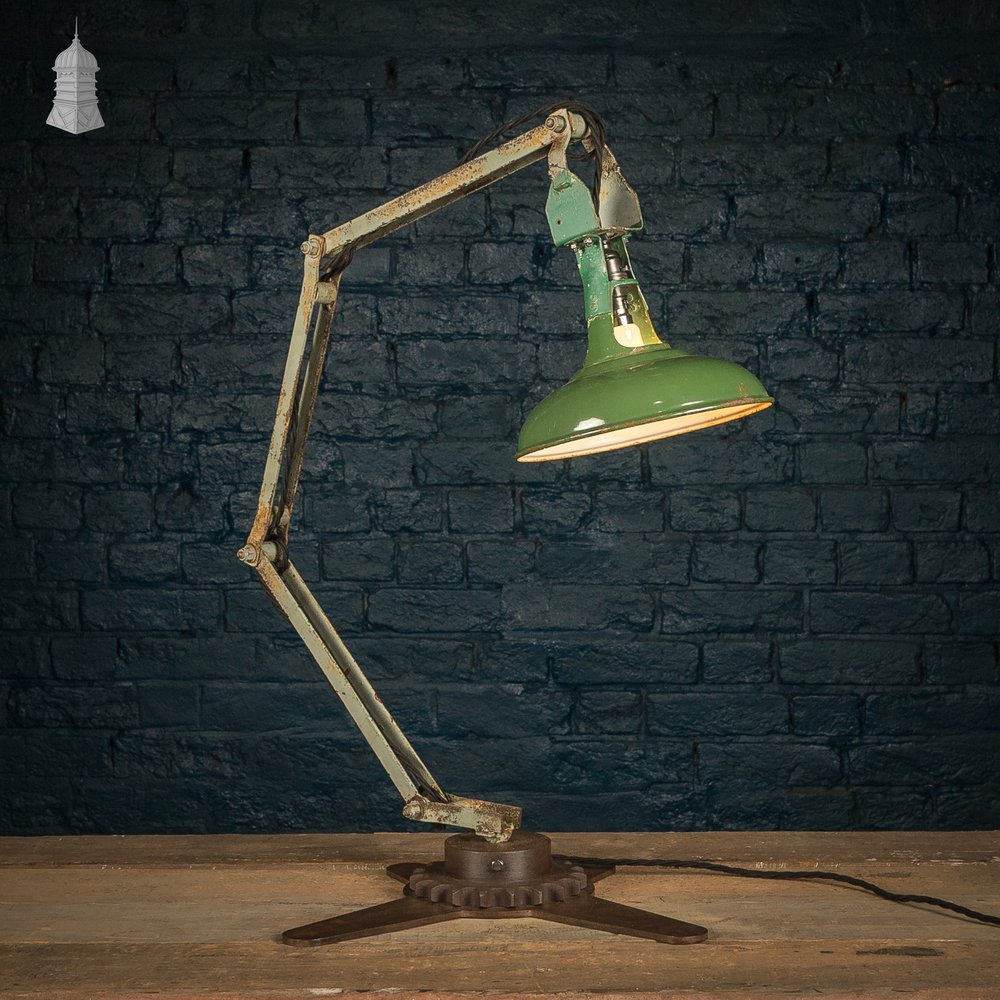 Green Machinist Lamp – Rewired & Repurposed with Custom Base