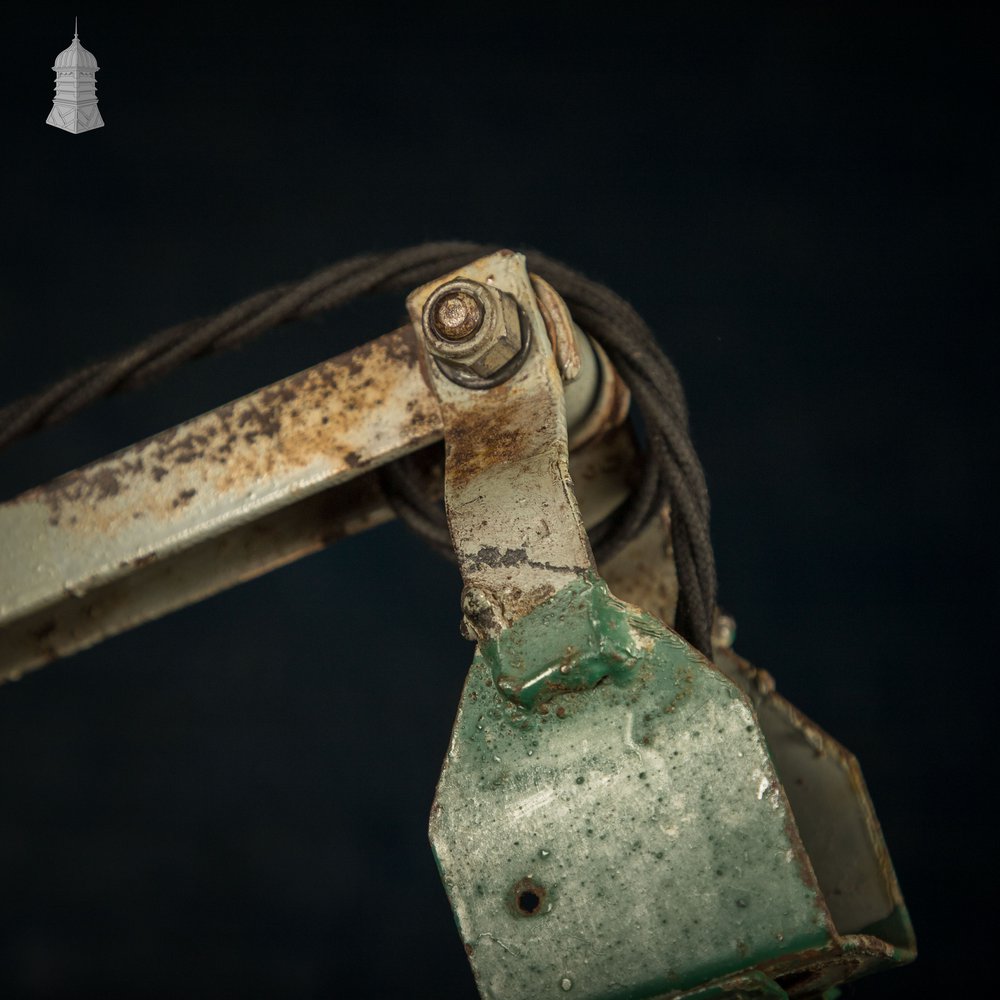 Green Machinist Lamp – Rewired & Repurposed with Custom Base