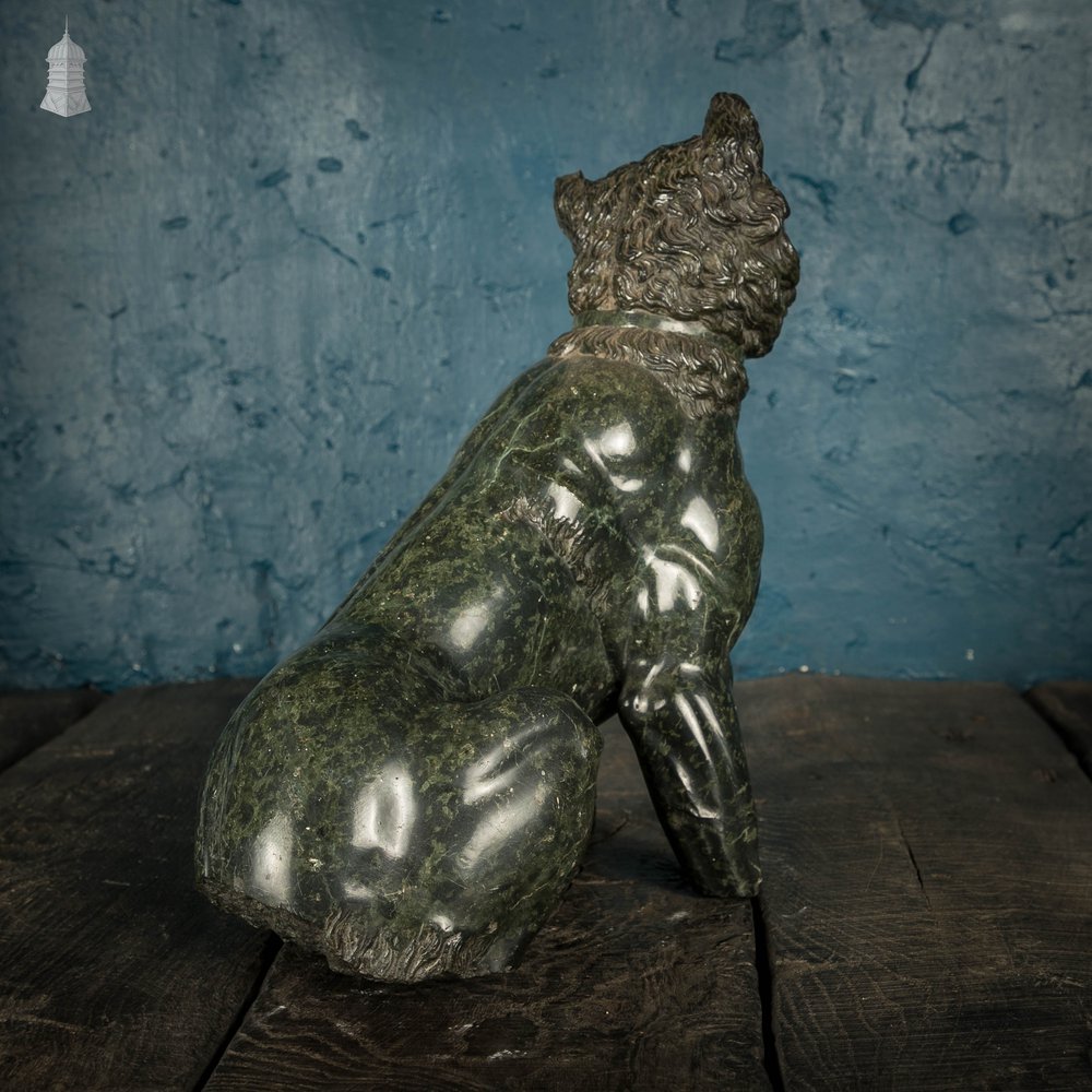 Serpentine Roman Dog, 19th C Italian Grand Tour Green Marble