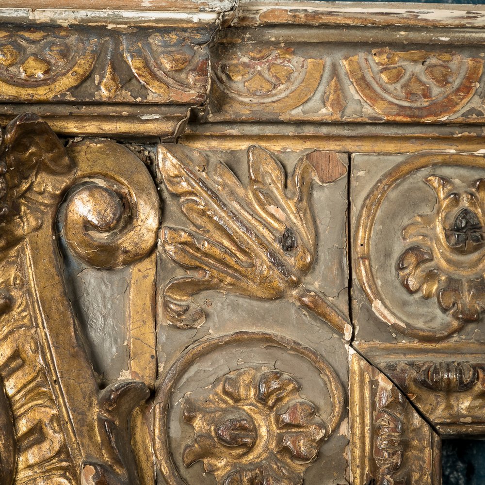 Fire Surround, 18th C, Built using 16th C Carved Wooden Elements