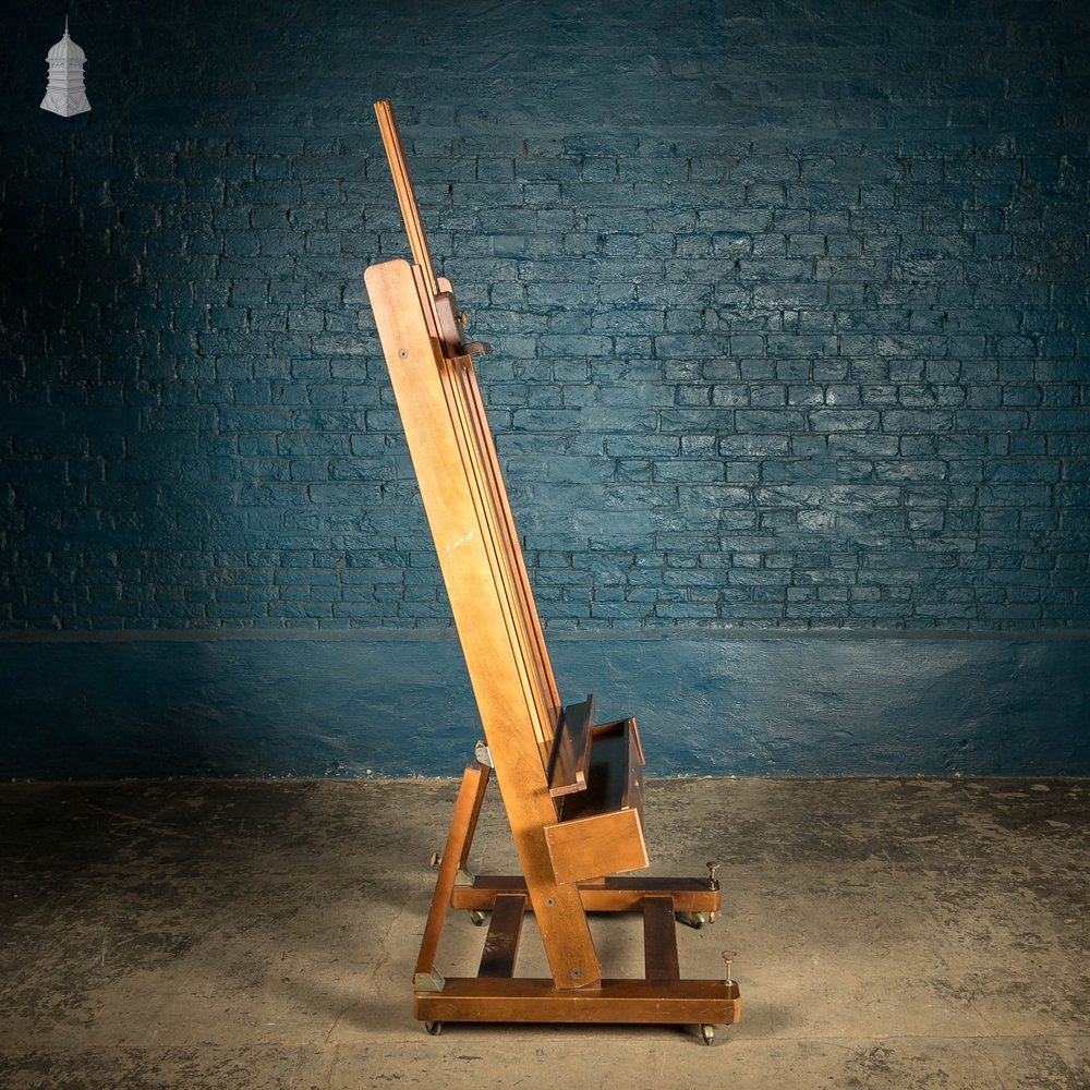 Artists Studio Easel, Large English George V Beech Adjustable (Circa 1930)