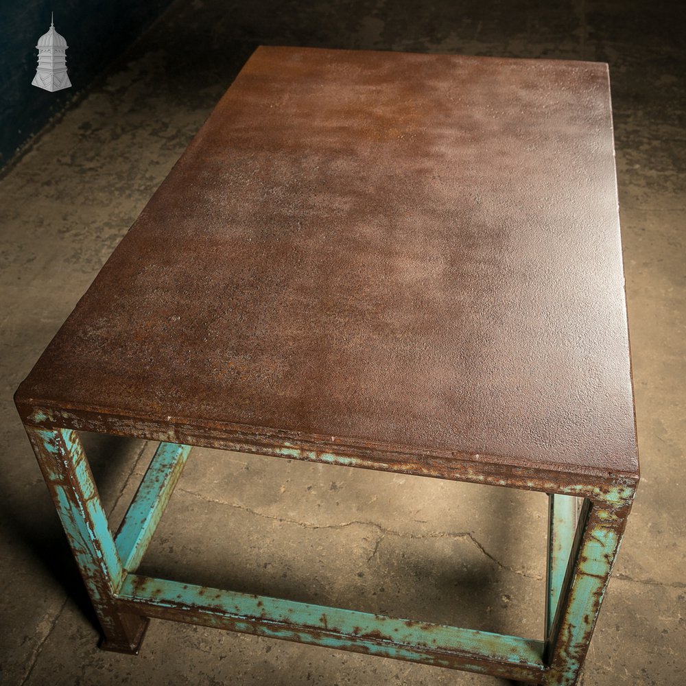Industrial Steel Workbench with Waxed Rust Patina