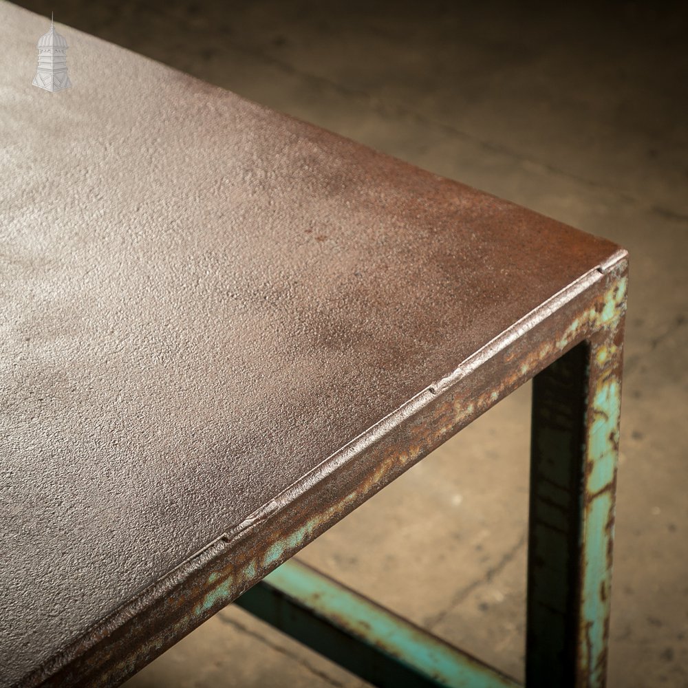 Industrial Steel Workbench with Waxed Rust Patina