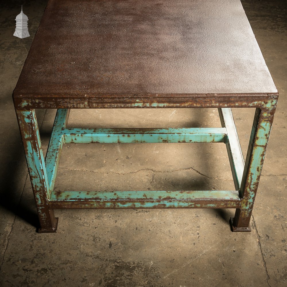 Industrial Steel Workbench with Waxed Rust Patina