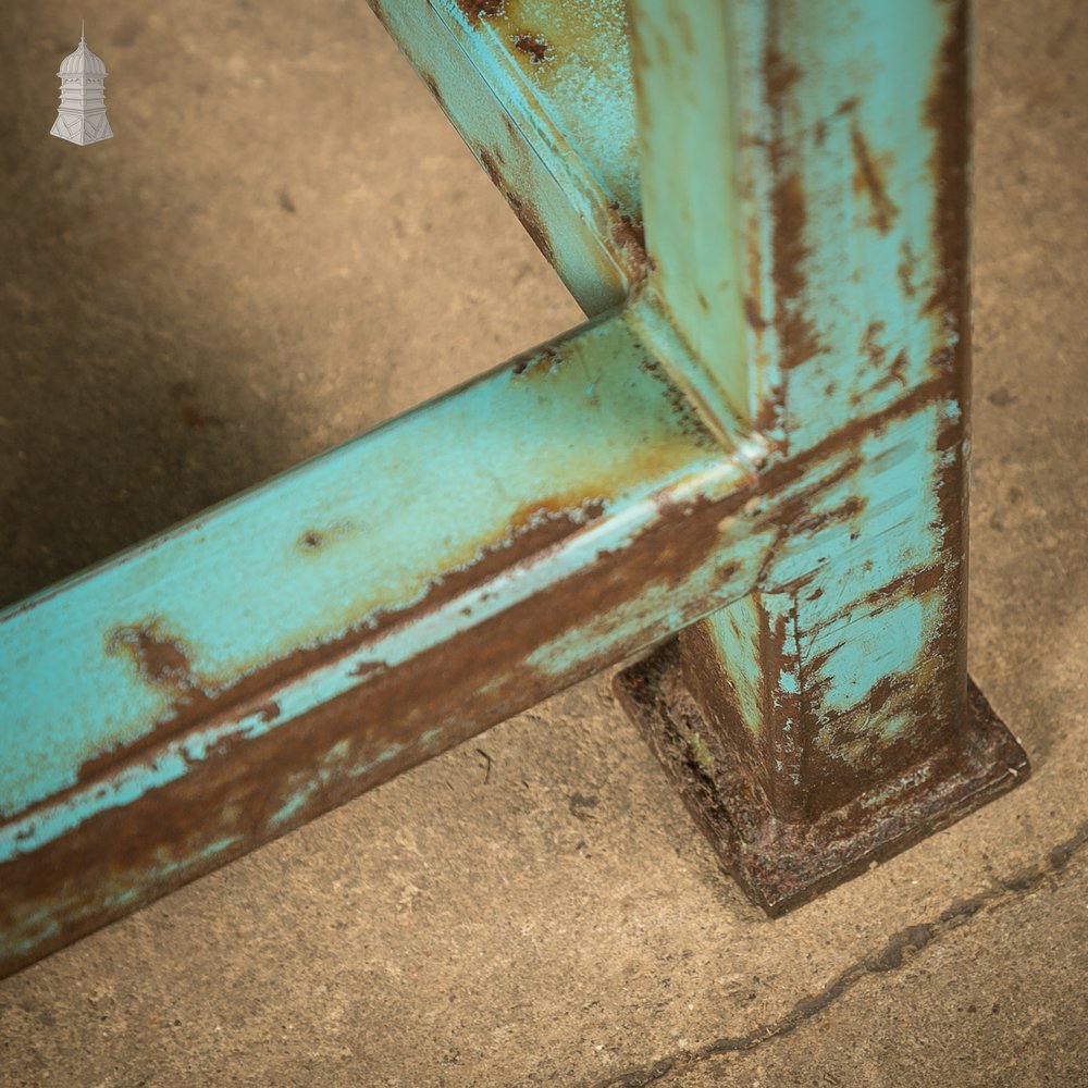 Industrial Steel Workbench with Waxed Rust Patina