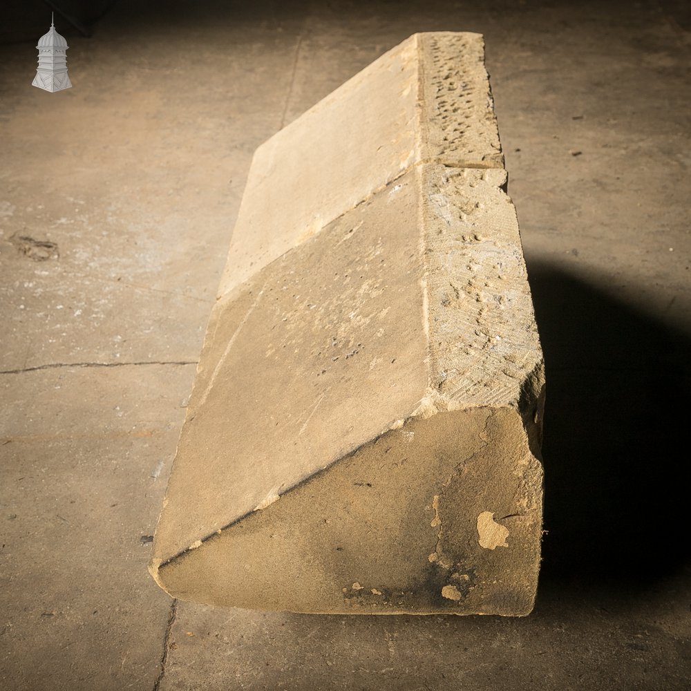 Single-Pitch Wall Coping Stones, Pair of Large Reclaimed Plinths