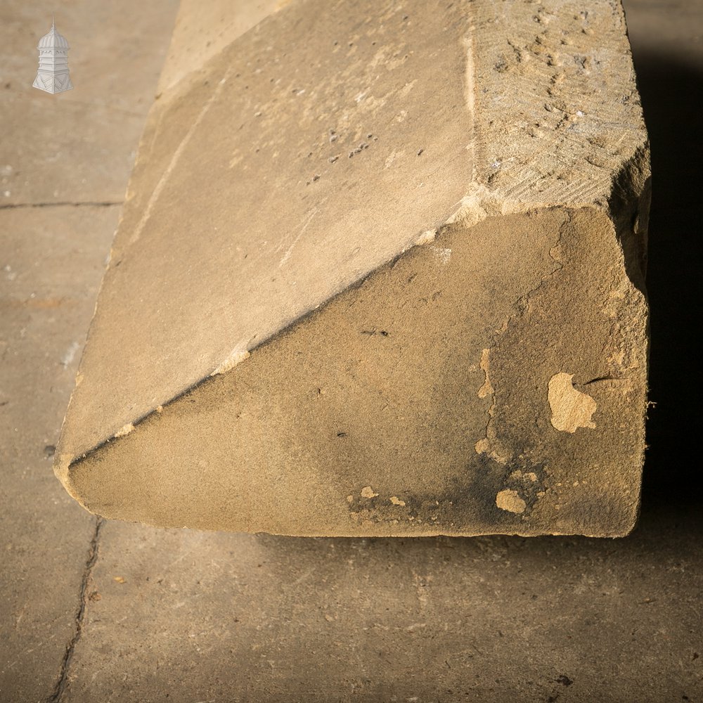Single-Pitch Wall Coping Stones, Pair of Large Reclaimed Plinths