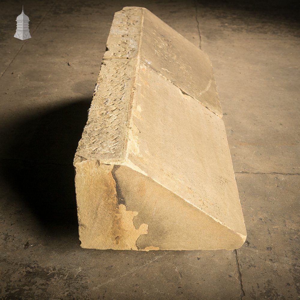 Single-Pitch Wall Coping Stones, Pair of Large Reclaimed Plinths