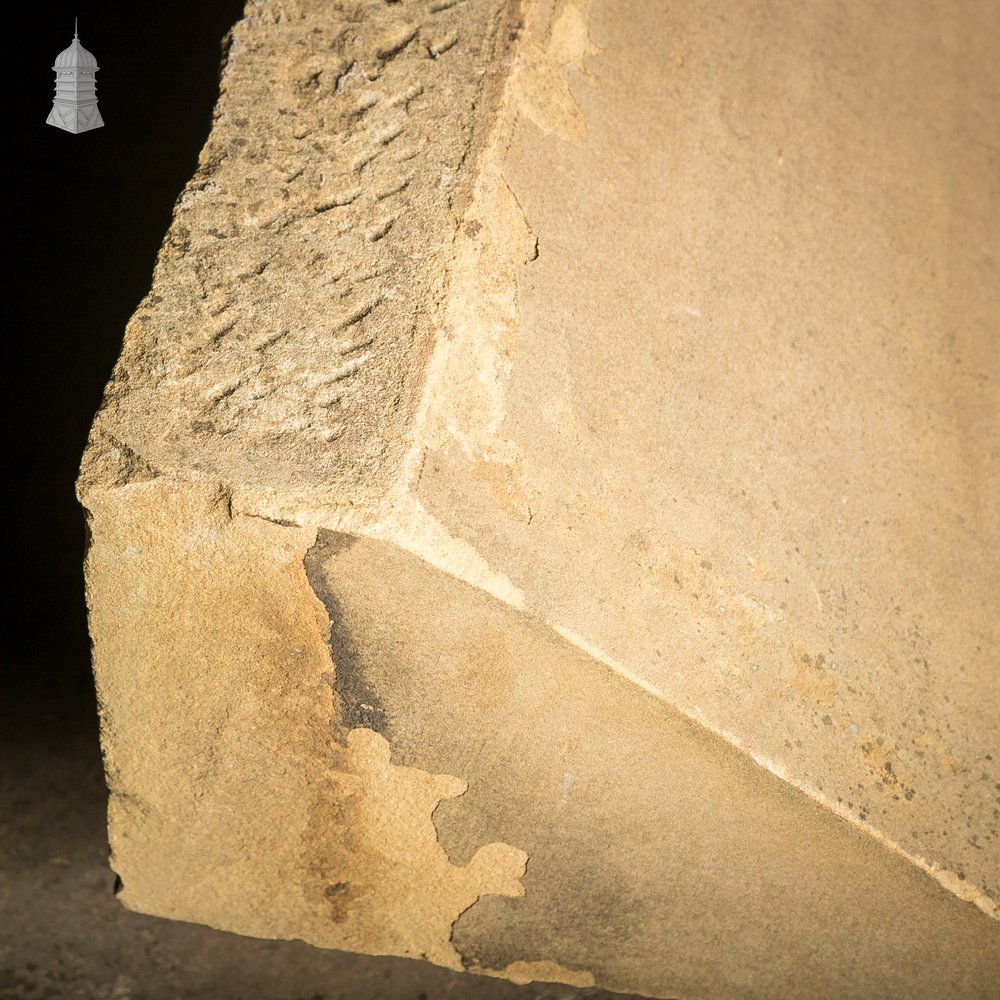 Single-Pitch Wall Coping Stones, Pair of Large Reclaimed Plinths