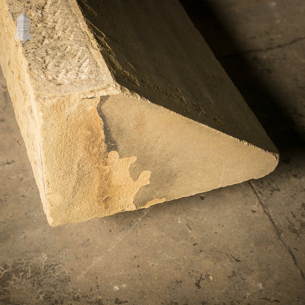 Single-Pitch Wall Coping Stones, Pair of Large Reclaimed Plinths