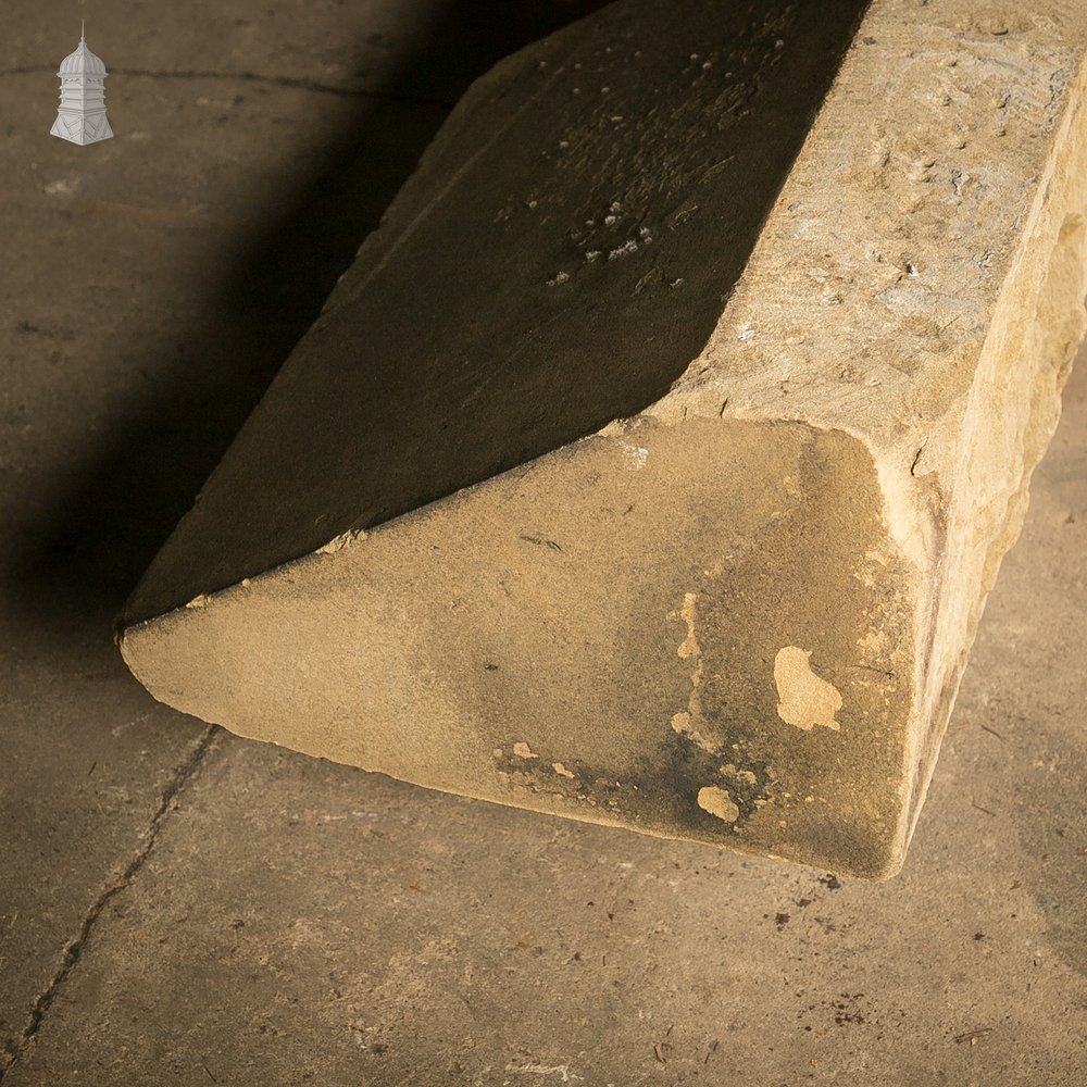 Single-Pitch Wall Coping Stones, Pair of Large Reclaimed Plinths